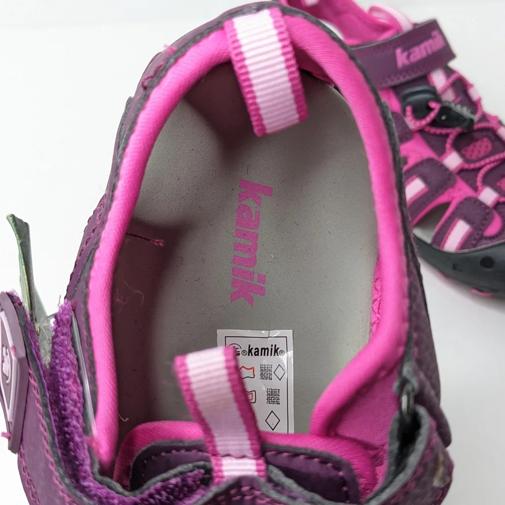Kamik Crab Sport Sandals, Black/Pink, Big Kids 4